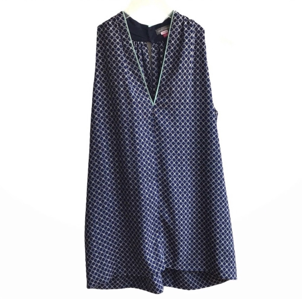 Vince Camuto Geometric Sleeveless Career Blouse V-Neck Top Size S Academia Work